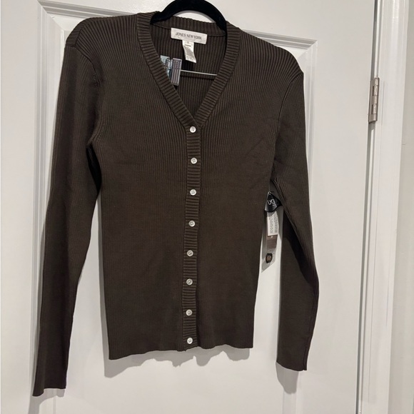 Brown Ribbed Women's Top - Picture 1 of 4